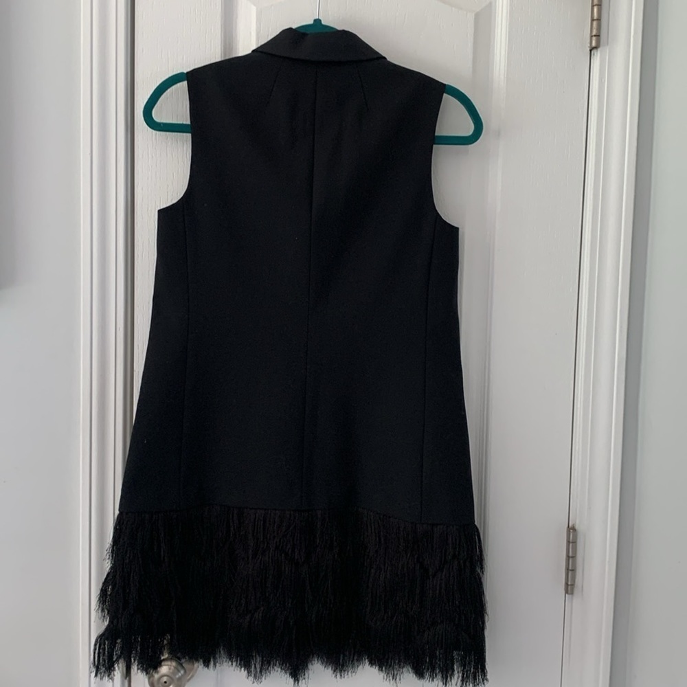 Banana Republic Collection Solid Black Wool 2 Button Fringe Vest size 0P‎ - Picture 11 of 12